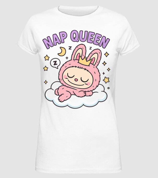 Nap Queen model alb pe tricou