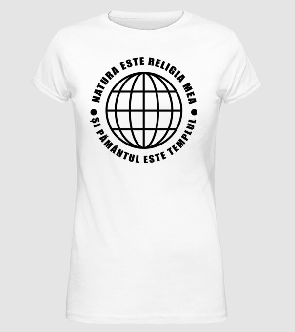 Natura este religia mea model alb pe tricou