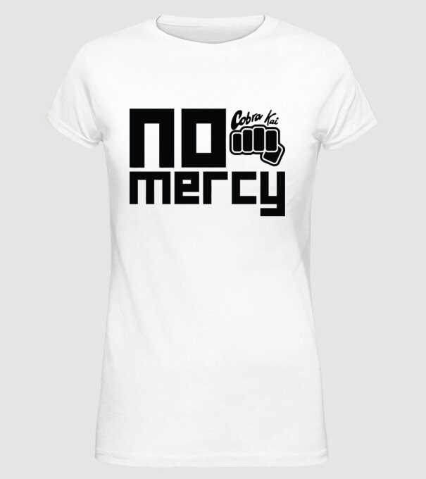 No mercy cobra kai model alb pe tricou