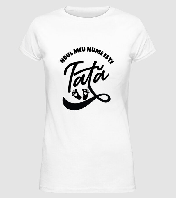 Noul meu nume este Tată model alb pe tricou