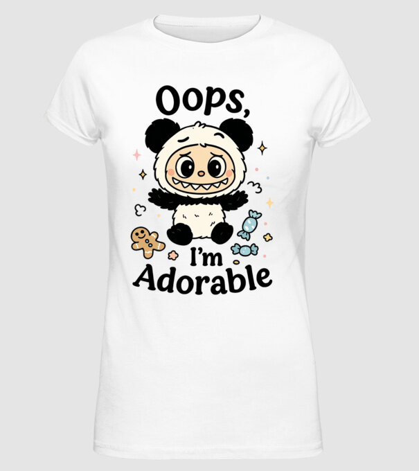 Oops, I'm adorable model alb pe tricou
