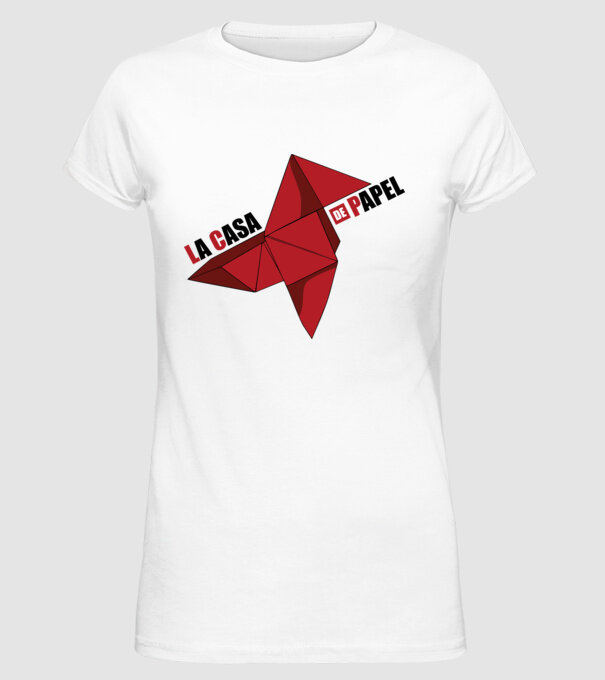 origami la casa de papel white model alb pe tricou