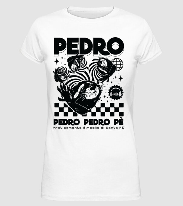 Pedro techno model alb pe tricou