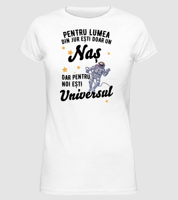 Pentru lumea din jur ești doar o naș, dar pentru noi ești întreaga lume 02 (2) model alb pe tricou
