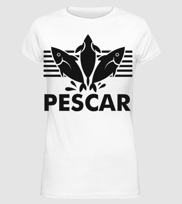 Pescar original model alb pe tricou