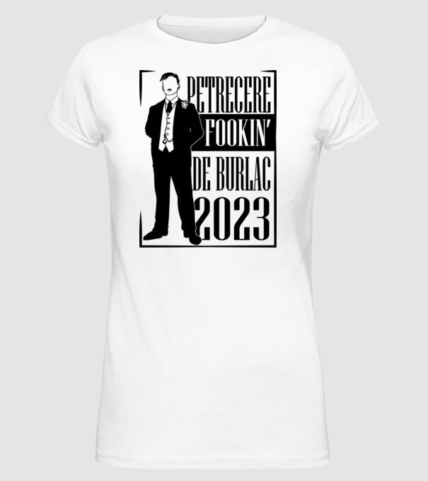 Petrecere Fookin de burlac model alb pe tricou