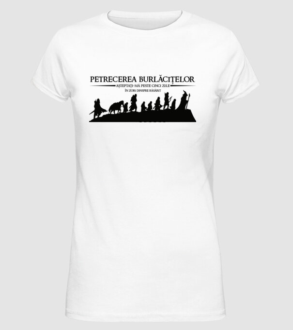 petrecerea burlăcițelor - așteptați-mă peste cinci zile - în zori dinspre răsărit model alb pe tricou