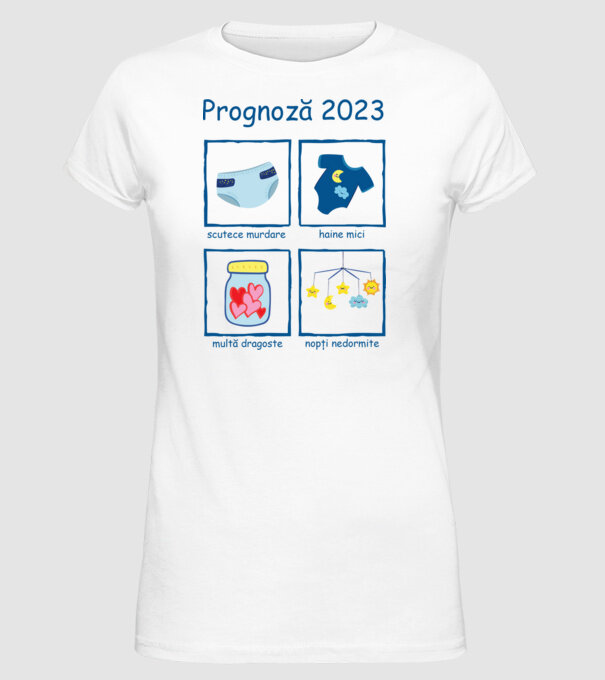Prognoză 2023 model alb pe tricou