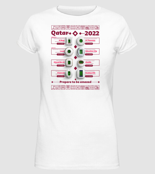 Qatar 2022 Stadiums white model alb pe tricou