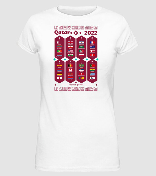 Qatar 2022 teams - groups white model alb pe tricou