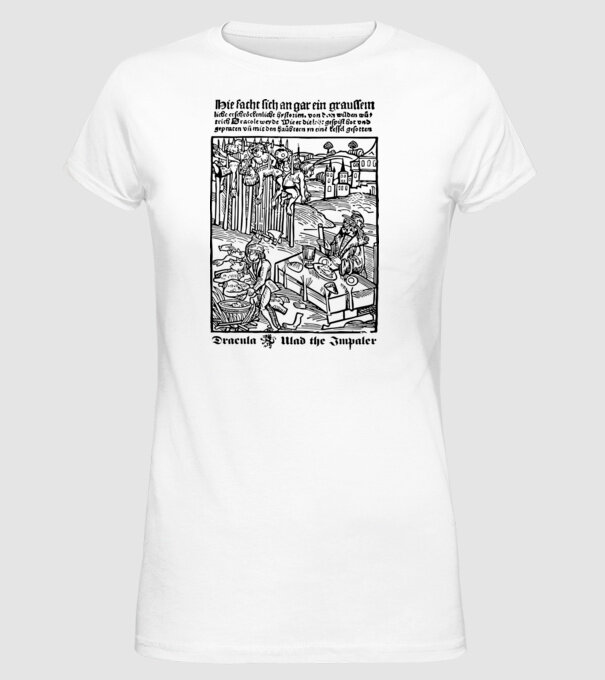 România dracula dark model alb pe tricou