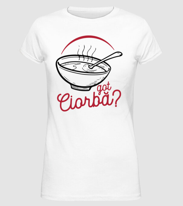 România Got ciorbă model alb pe tricou