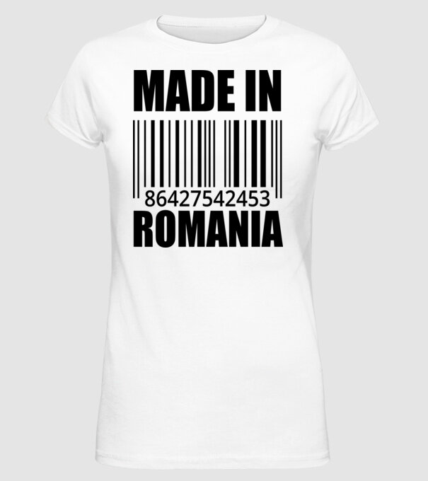 România made in model alb pe tricou