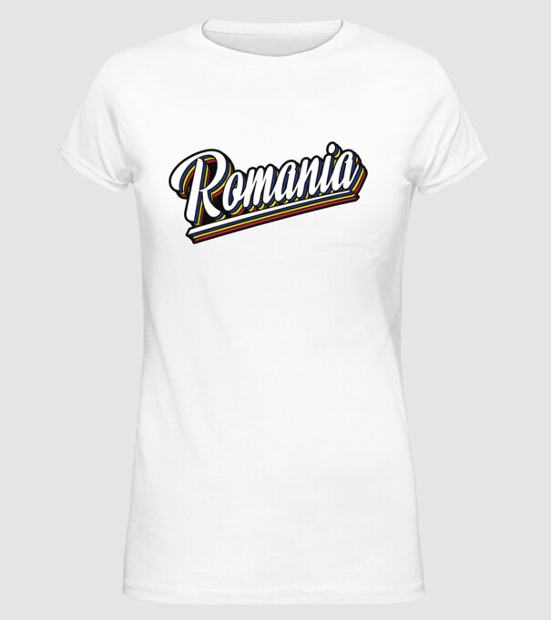 România retro model alb pe tricou