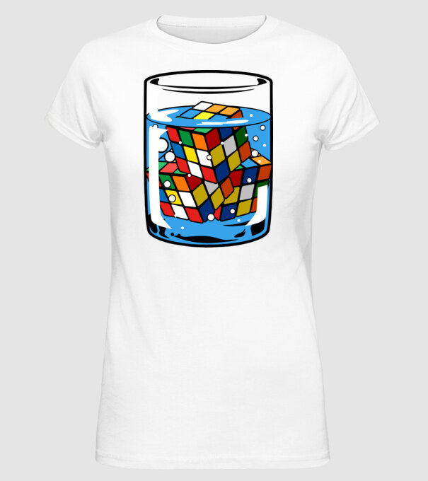 Rubik Ice model alb pe tricou