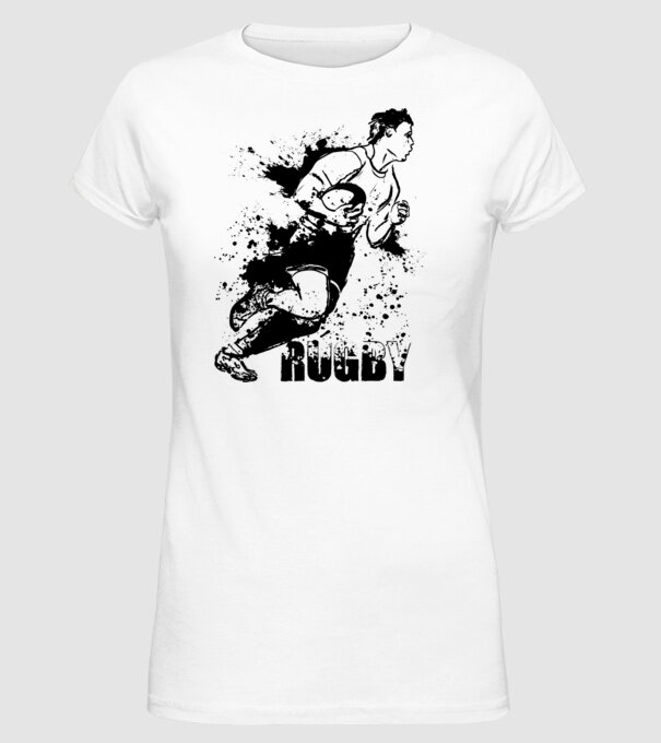 Rugby model alb pe tricou
