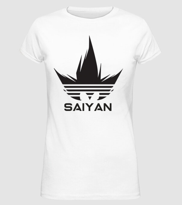 saiyan logo model alb pe tricou