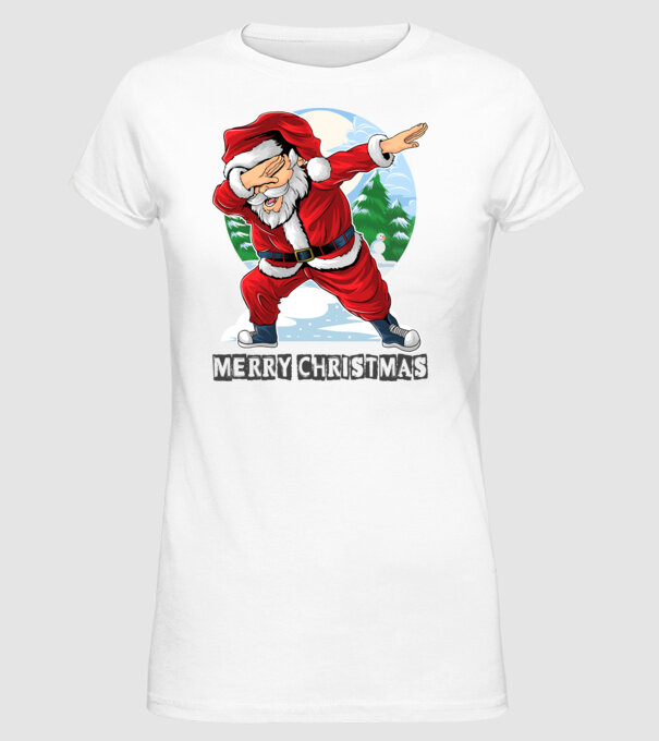 Santa merry christmas model alb pe tricou