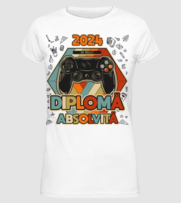 școala generală diplomă model alb pe tricou