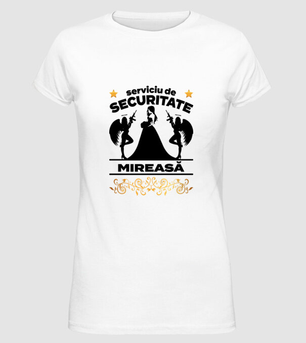serviciu de securitate mireasă model alb pe tricou