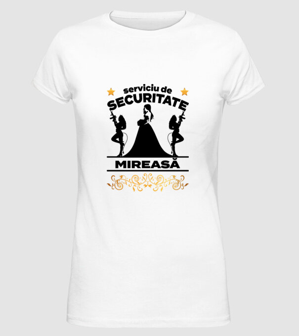 serviciu de securitate mireasă model alb pe tricou