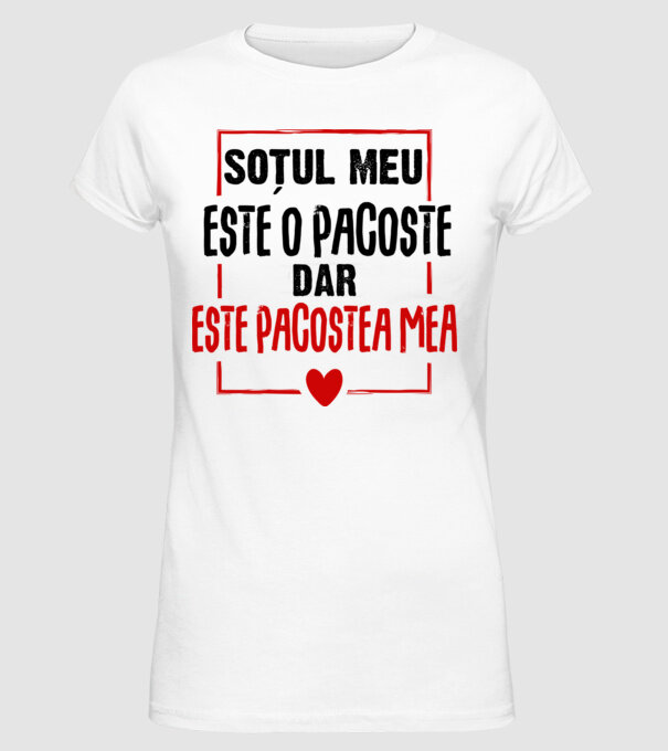 soțul meu este o pacoste model alb pe tricou