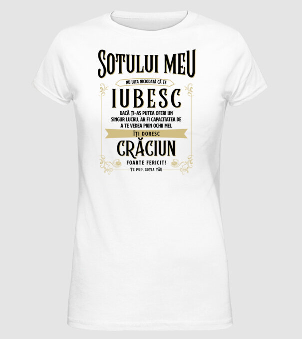 Soțului meu model alb pe tricou