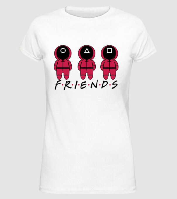 squid game friends model alb pe tricou