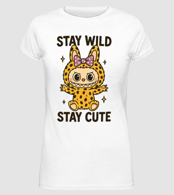 Stay wild - Labubu model alb pe tricou