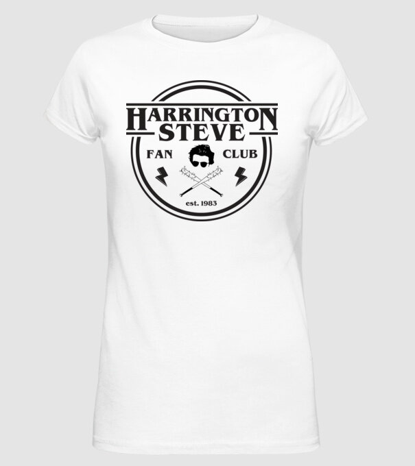 steve harrington fan club est 1983 model alb pe tricou