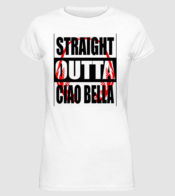 straight outta bella ciao model alb pe tricou