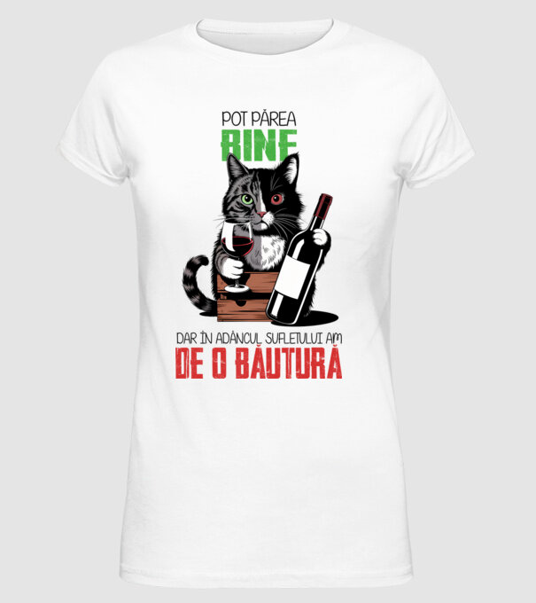 sunt bun pentru o băutură Alb model alb pe tricou