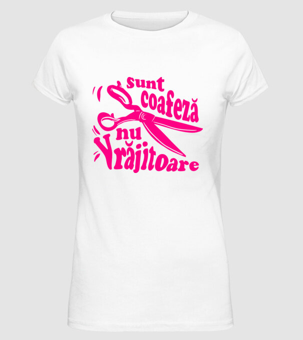 sunt coafeză, nu vrăjitoare model alb pe tricou