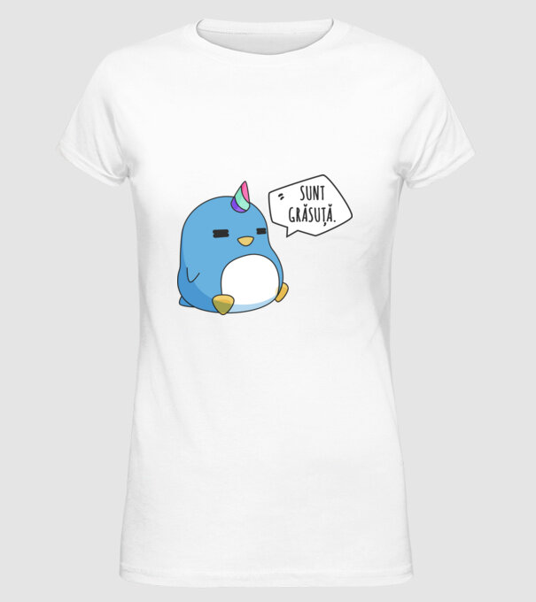 sunt grăsuță model alb pe tricou