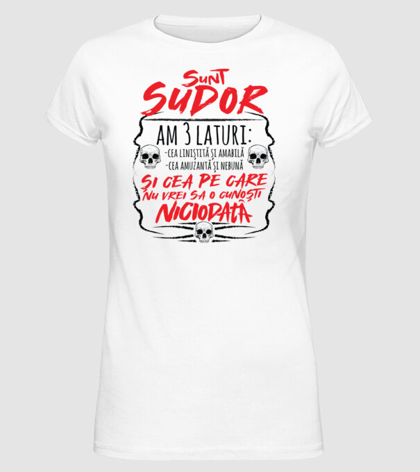 sunt sudor am 3 laturi model alb pe tricou