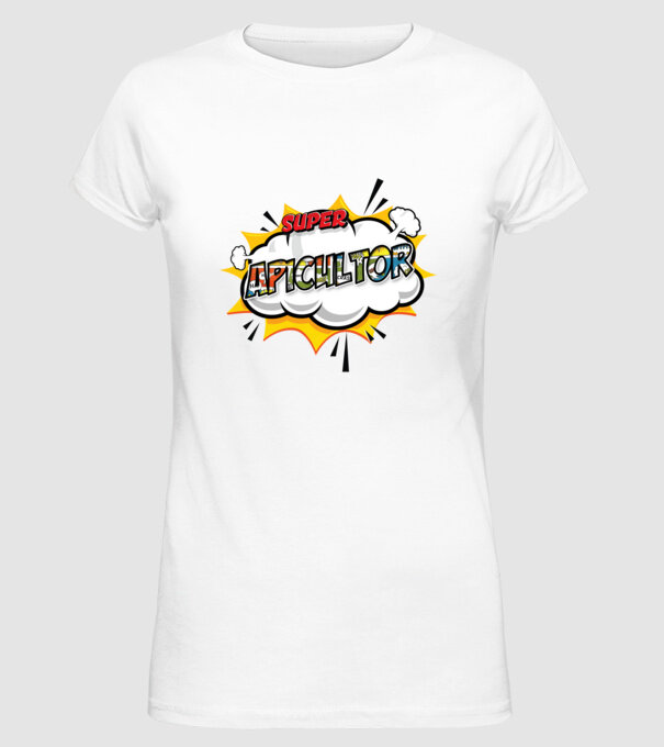 Super Apicultor model alb pe tricou