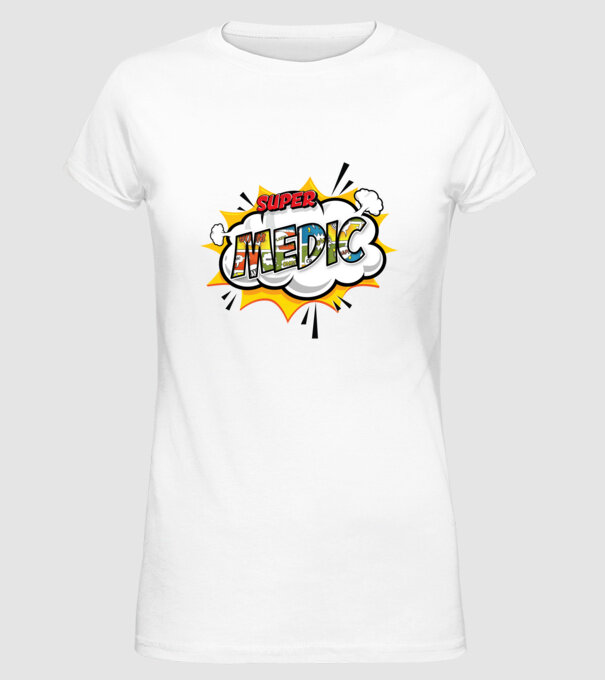 Super Medic model alb pe tricou