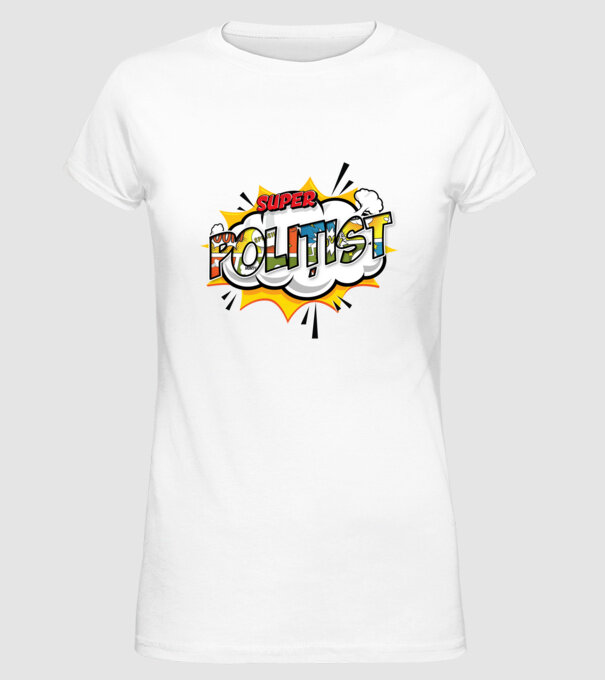 Super Polițist model alb pe tricou