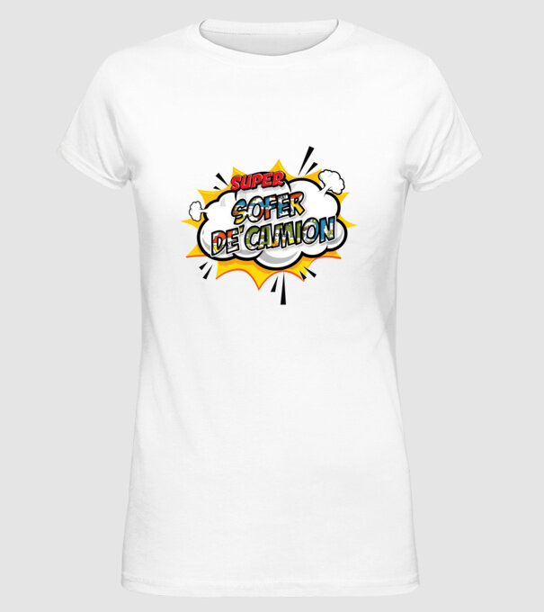 Super Șofer de camion model alb pe tricou