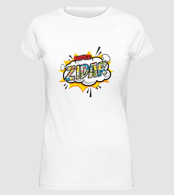 Super Zidar model alb pe tricou