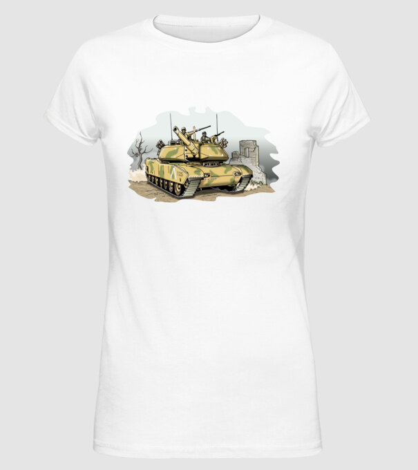 Tancuri model alb pe tricou
