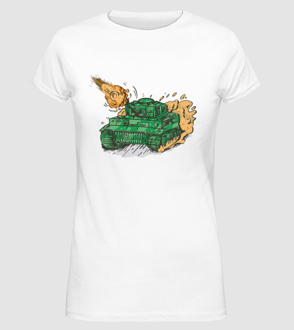 Tancuri model alb pe tricou