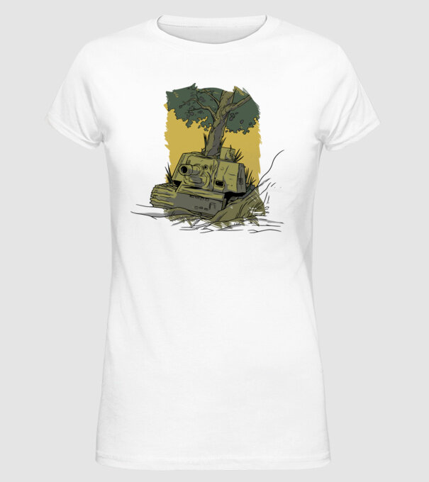Tancuri model alb pe tricou