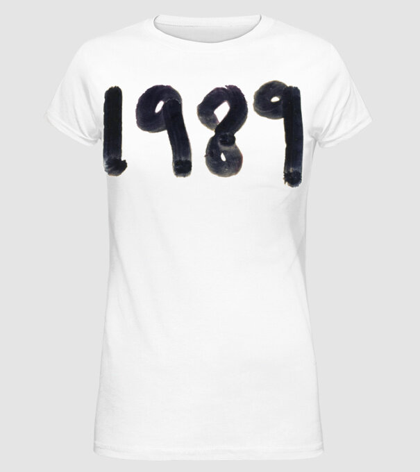 Taylor Swift 1989 text model alb pe tricou