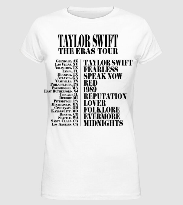 Taylor Swift Eras tour back model alb pe tricou