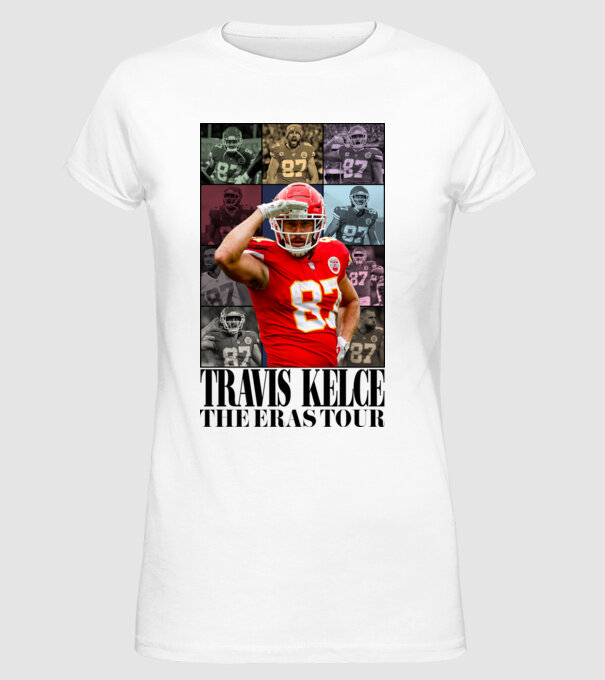Taylor Swift Eras Travis Kelce model alb pe tricou