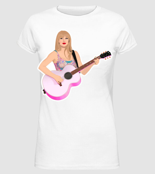 Taylor Swift pink model alb pe tricou