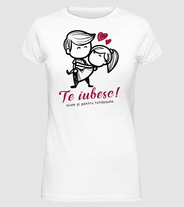 te iubesc! model alb pe tricou