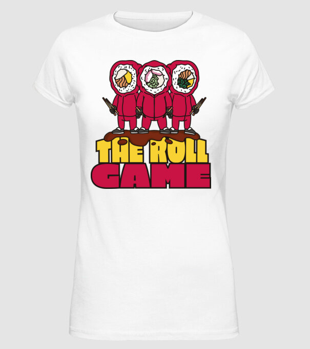 the roll game squid game model alb pe tricou