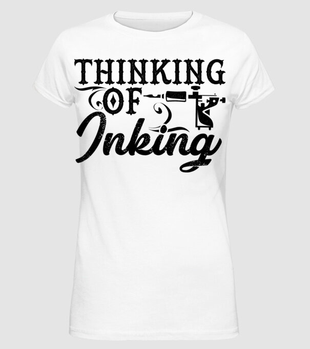 Thinking of inking model alb pe tricou